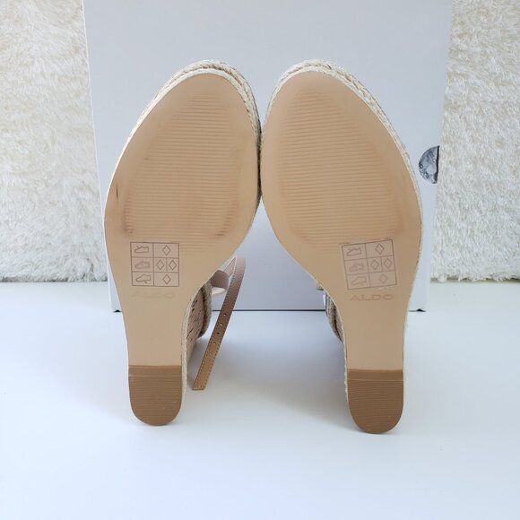 NEW ALDO PLATFORM WEDGE HEELS SANDALS, Leather, Beige, Women's shoes Size 10 - Picture 11 of 11